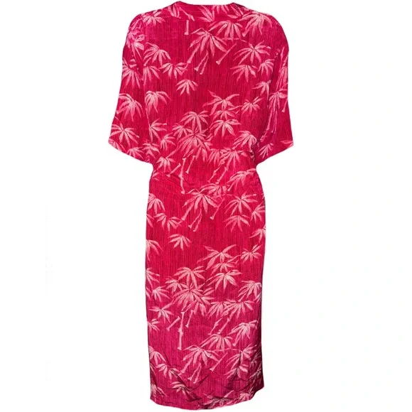 DIANE VON FURSFENBERG 100% SILK DRAWSTRING FLOWY BUTTON MAXI MIDI DRESS / KIMONO - Picture 3 of 6